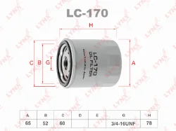 Фильтр масляный LYNX LC-170 (W68/3, GB-1064, SM106) TOYOTA / GEELY Фото 1