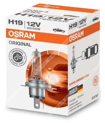 Лампа галогенная H19 12V 60/55W PU43t-3 OSRAM 64181L Фото 1