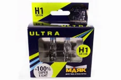 Лампа галогенная H1 12V 55W P14.5s МАЯК Ultra +100% Super Light 82120SL100 (2 шт.) Фото 1