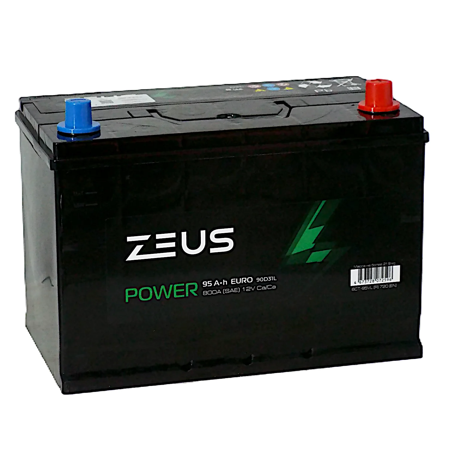 Аккумулятор ZEUS POWER Asia 90D31L 95 Ач о.п.