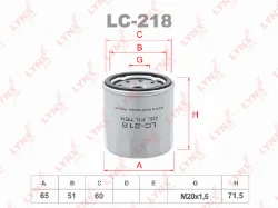 Фильтр масляный LYNX LC-218 (W6025, GB-141, SM832) RENAULT / LADA Фото 1