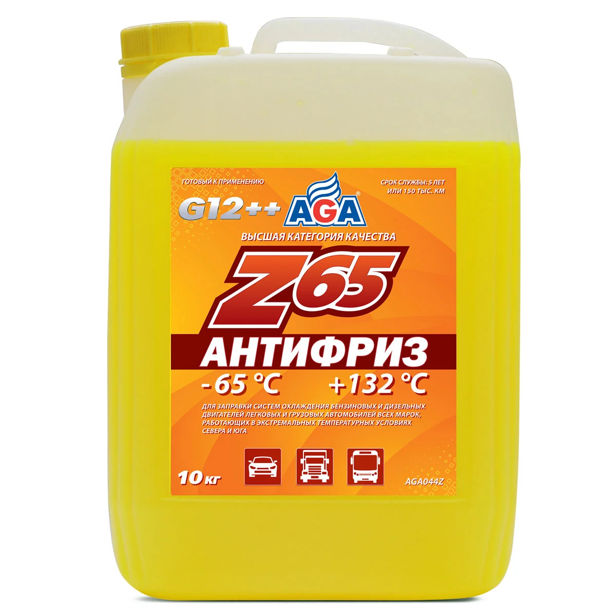Антифриз AGA Z65 G12++ желтый, 10кг Фото 1