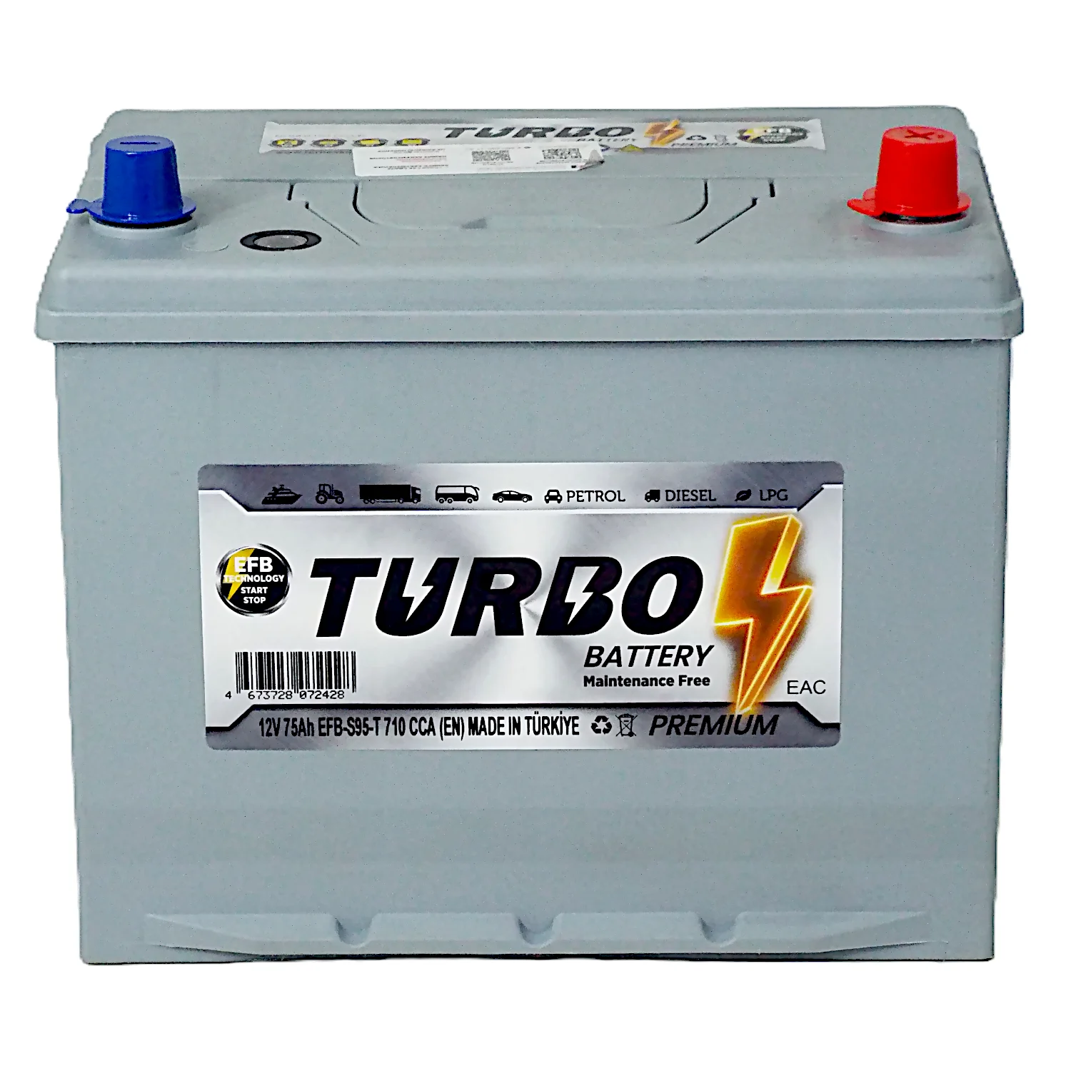 Аккумулятор TURBO EFB S95 Asia 75 Ач о.п. Фото 1