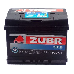 Аккумулятор ZUBR EFB 63 Ач п.п. Фото 1