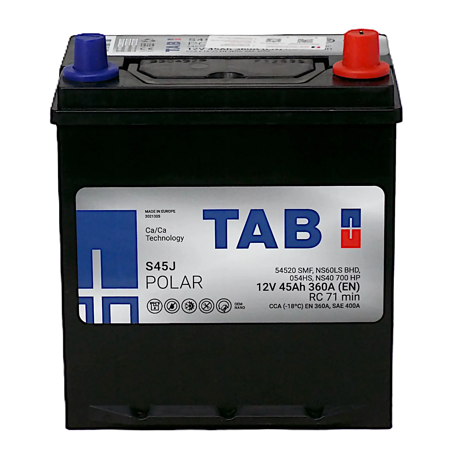 Аккумулятор TAB Роlar S45J Asia 45 Ач о.п. Фото 1