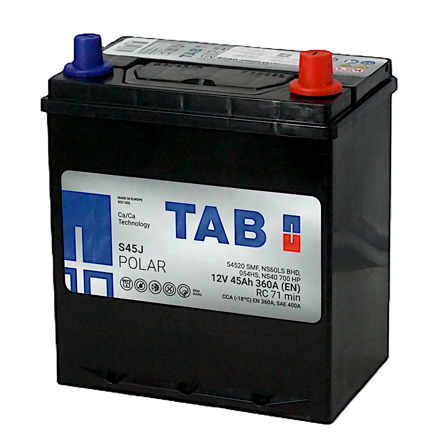 Аккумулятор TAB Роlar S45J Asia 45 Ач о.п. Фото 1